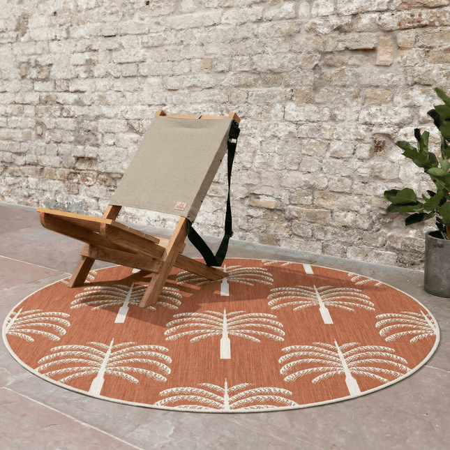 Buitenkleden - Rond buitenkleed Oase roest - Interieur05 - Vloerkledenloods