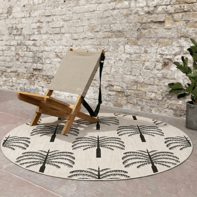 Buitenkleden - Rond buitenkleed Oase zwart/wit - Interieur05 - Vloerkledenloods
