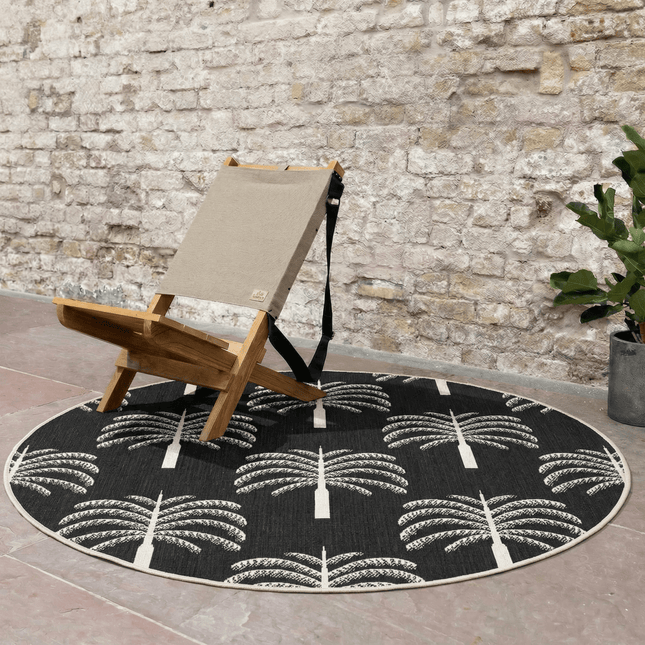 Buitenkleden - Rond buitenkleed Oase zwart/wit - Interieur05 - Vloerkledenloods