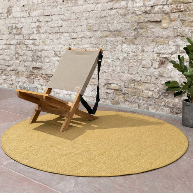 Buitenkleden - Rond buitenkleed Tone geel/okergeel - Interieur05 - Vloerkledenloods