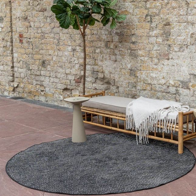 Buitenkleed Dahl Rond - Zwart - Dubbelzijdig - Vloerkledenloods