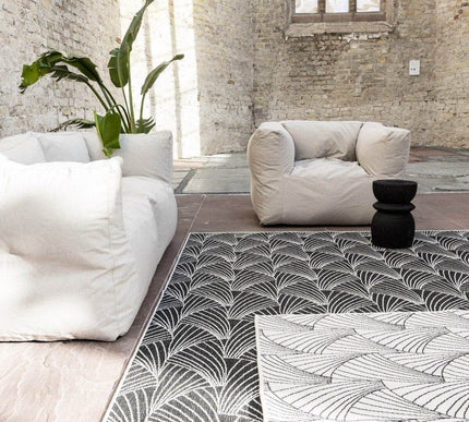 Buitenkleed Deco zwart/wit dubbelzijdig - Vloerkledenloods