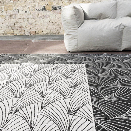 Buitenkleed Deco zwart/wit dubbelzijdig - Vloerkledenloods