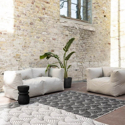 Buitenkleed Deco zwart/wit dubbelzijdig - Vloerkledenloods