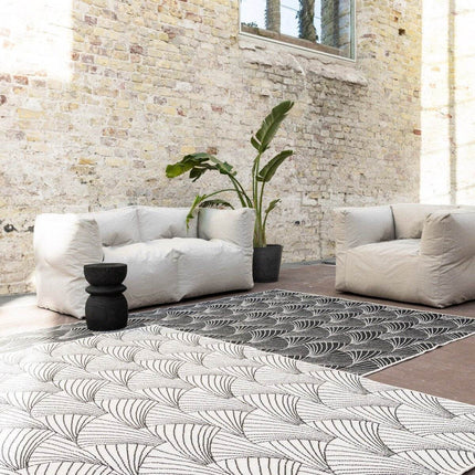 Buitenkleed Deco zwart/wit dubbelzijdig - Vloerkledenloods