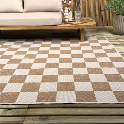 Buitenkleed Level blokken - checkerboard jute - Interieur05 - Vloerkledenloods