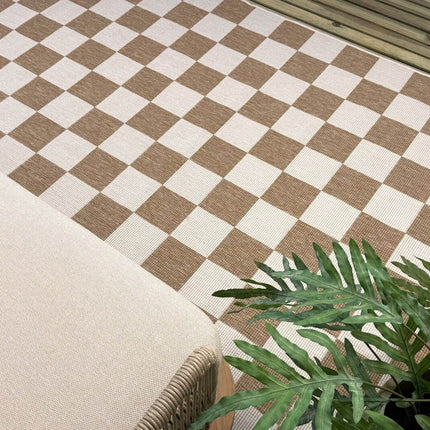 Buitenkleed Level blokken - checkerboard jute - Interieur05 - Vloerkledenloods