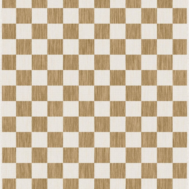 Buitenkleed Level blokken - checkerboard jute - Interieur05 - Vloerkledenloods