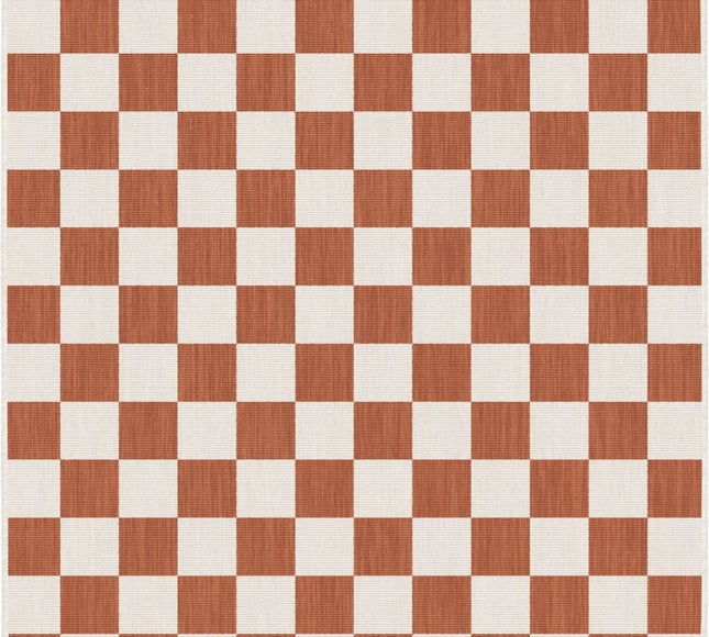 Buitenkleed Level blokken - checkerboard - roest - Interieur05 - Vloerkledenloods