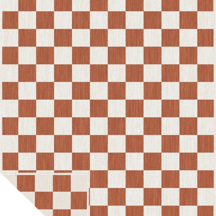 Buitenkleed Level blokken - checkerboard - roest - Interieur05 - Vloerkledenloods