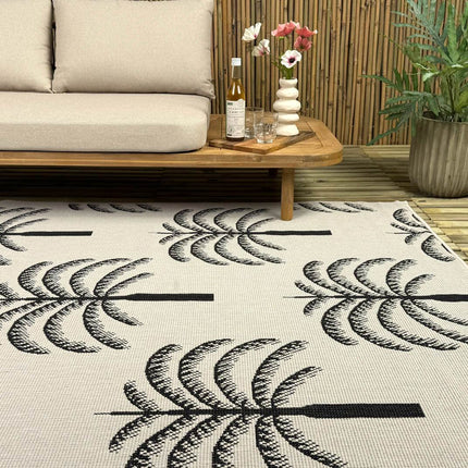 Buitenkleed Oase zwart/wit - Interieur05 - Vloerkledenloods