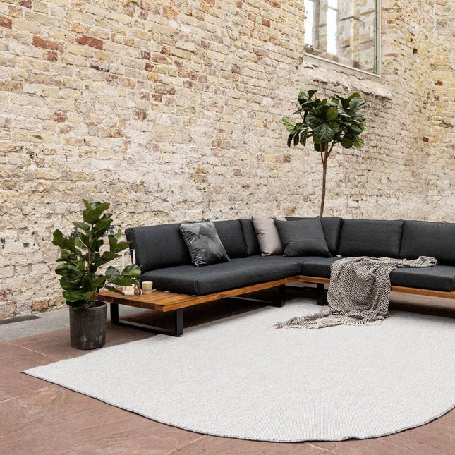 Buitenkleed Ronde hoek - Mono - Grijs/Wit - Dubbelzijdig - EVA Interior - Vloerkledenloods