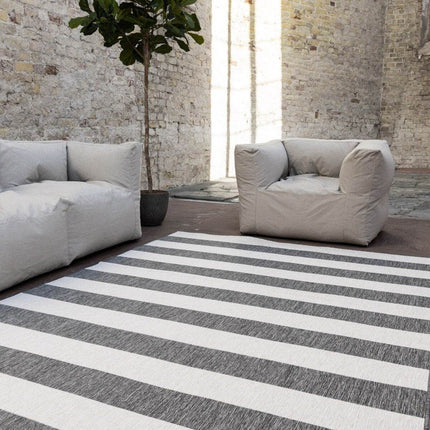Buitenkleed Stripes Grijs/Wit dubbelzijdig - Vloerkledenloods