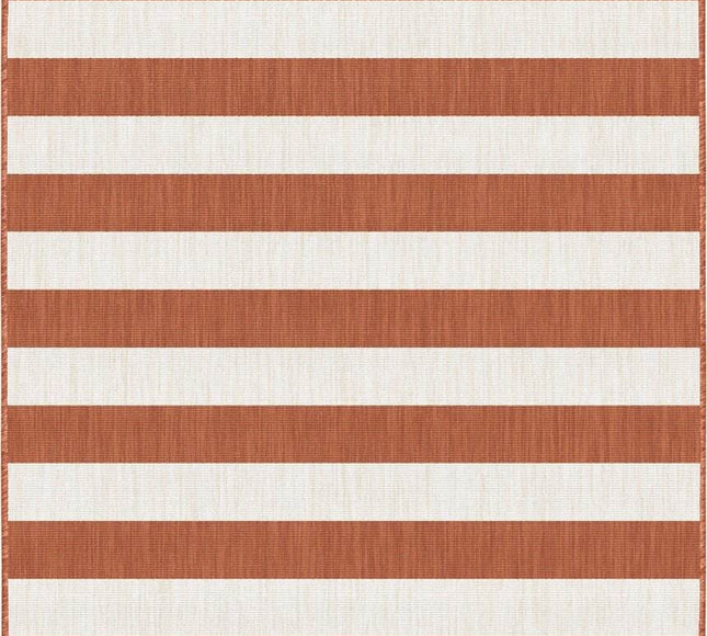 Buitenkleed Stripes roest/wit dubbelzijdig - Vloerkledenloods