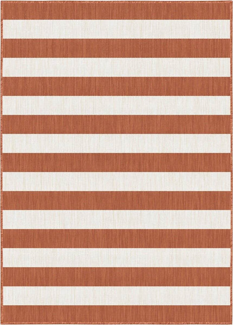 Buitenkleed Stripes roest/wit dubbelzijdig - Vloerkledenloods
