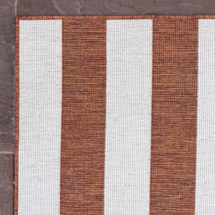 Buitenkleed Stripes roest/wit dubbelzijdig - Vloerkledenloods