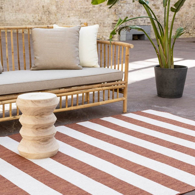 Buitenkleed Stripes roest/wit dubbelzijdig - Vloerkledenloods