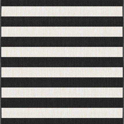 Buitenkleed Stripes zwart/wit dubbelzijdig - Vloerkledenloods