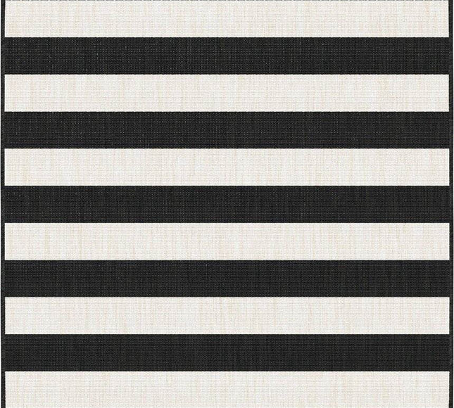 Buitenkleed Stripes zwart/wit dubbelzijdig - Vloerkledenloods