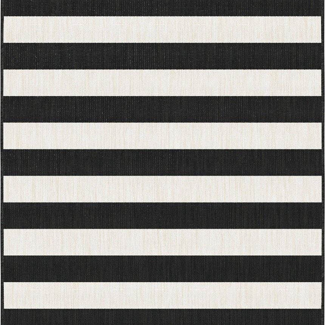 Buitenkleed Stripes zwart/wit dubbelzijdig - Vloerkledenloods
