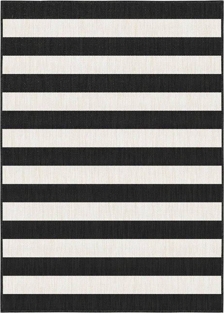 Buitenkleed Stripes zwart/wit dubbelzijdig - Vloerkledenloods