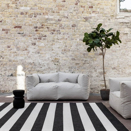 Buitenkleed Stripes zwart/wit dubbelzijdig - Vloerkledenloods