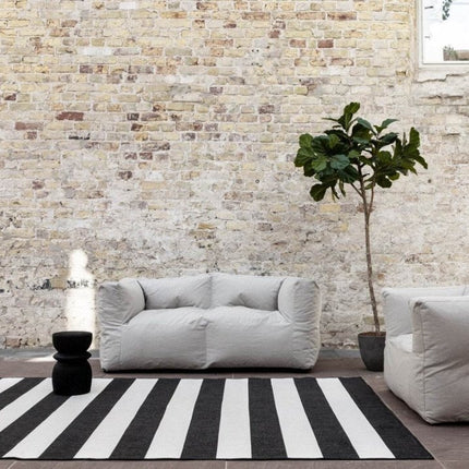 Buitenkleed Stripes zwart/wit dubbelzijdig - Vloerkledenloods
