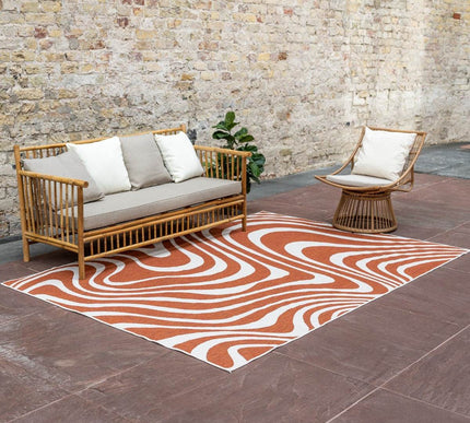 Buitenkleed Swirl Rechthoek - Roest - Dubbelzijdig - Vloerkledenloods