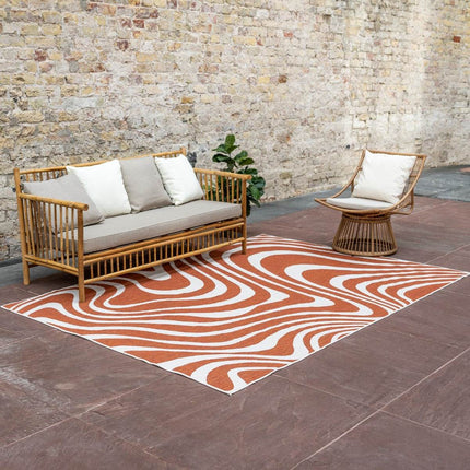 Buitenkleed Swirl Rechthoek - Roest - Dubbelzijdig - Vloerkledenloods