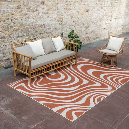 Buitenkleed Swirl Rechthoek - Roest - Dubbelzijdig - Vloerkledenloods