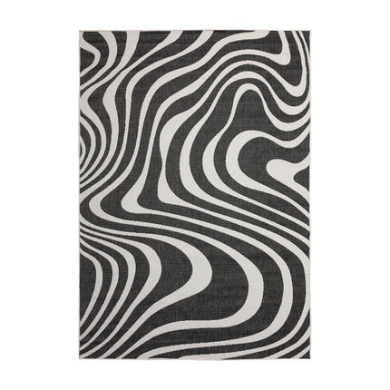 Buitenkleed Swirl Rechthoek - Zwart - Dubbelzijdig - Vloerkledenloods