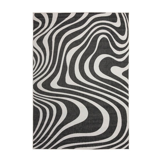 Buitenkleed Swirl Rechthoek - Zwart - Dubbelzijdig - Vloerkledenloods