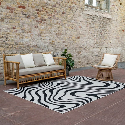 Buitenkleed Swirl Rechthoek - Zwart - Dubbelzijdig - Vloerkledenloods