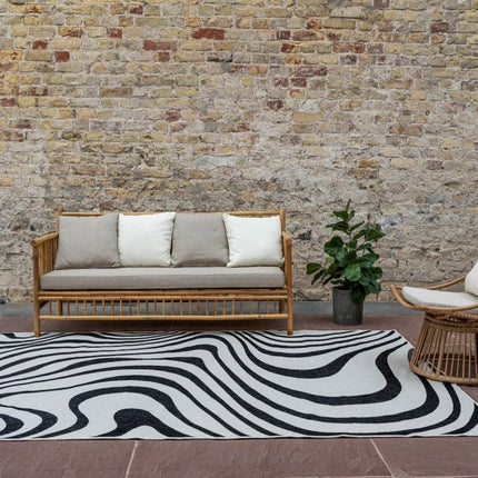 Buitenkleed Swirl Rechthoek - Zwart - Dubbelzijdig - Vloerkledenloods