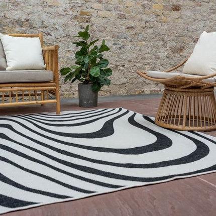 Buitenkleed Swirl Rechthoek - Zwart - Dubbelzijdig - Vloerkledenloods