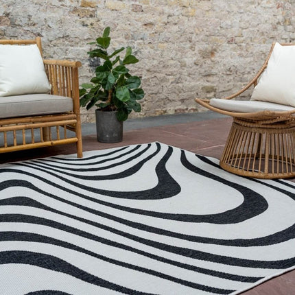 Buitenkleed Swirl Rechthoek - Zwart - Dubbelzijdig - Vloerkledenloods