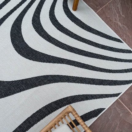 Buitenkleed Swirl Rechthoek - Zwart - Dubbelzijdig - Vloerkledenloods