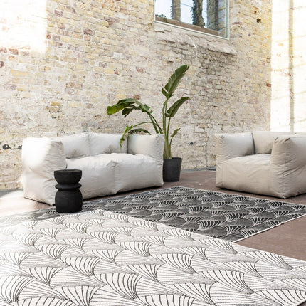 Buitenkleed Deco zwart/wit dubbelzijdig