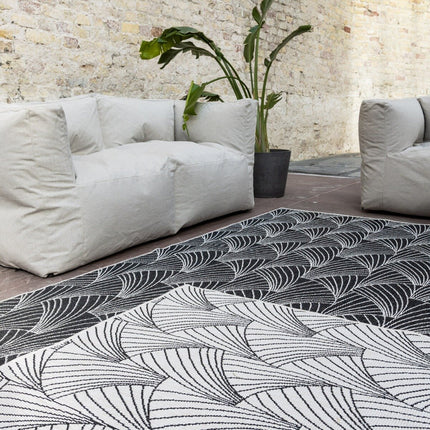Buitenkleed Deco zwart/wit dubbelzijdig