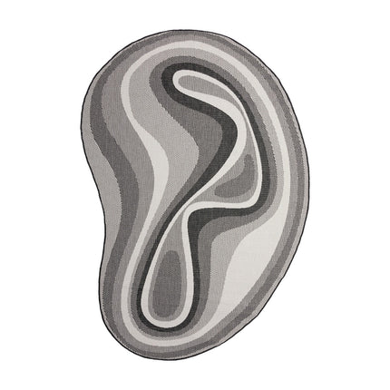 Organisch gevormd buitenkleed Loop Stone Zwart