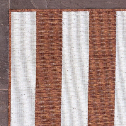 Buitenkleed Stripes roest/wit dubbelzijdig