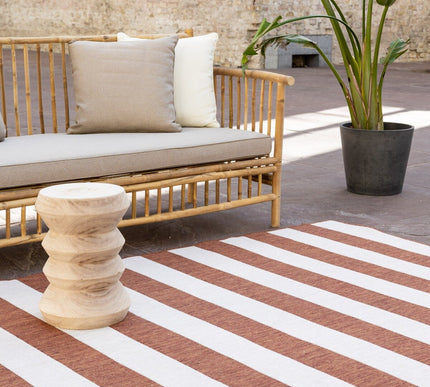 Buitenkleed Stripes roest/wit dubbelzijdig