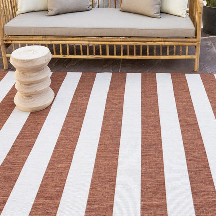 Buitenkleed Stripes roest/wit dubbelzijdig