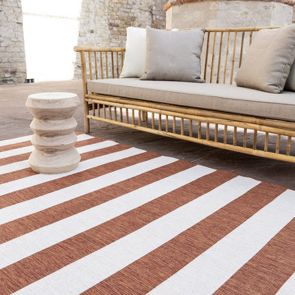 Buitenkleed Stripes roest/wit dubbelzijdig