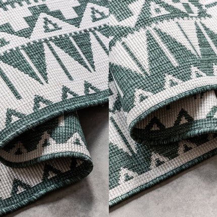 Buitenvloerkleden - Elle Decoration Gemini omkeerbaar binnen- en buitenkleed Dynamic Groen - Vloerkledenloods