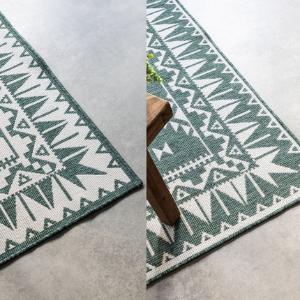 Buitenvloerkleden - Elle Decoration Gemini omkeerbaar binnen- en buitenkleed Dynamic Groen - Vloerkledenloods
