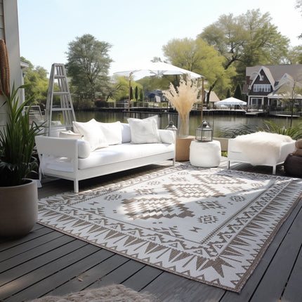 Buitenvloerkleden - Elle Decoration Gemini omkeerbaar binnen- en buitenkleed Dynamic Linnen - Vloerkledenloods