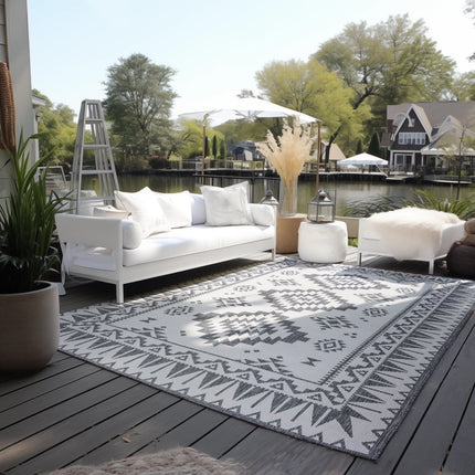 Buitenvloerkleden - Elle Decoration Gemini omkeerbaar binnen- en buitenkleed Dynamic Zilver - Vloerkledenloods