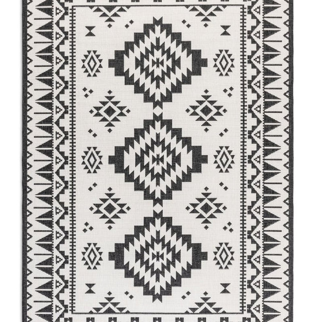 Buitenvloerkleden - Elle Decoration Gemini omkeerbaar binnen- en buitenkleed Dynamic Zwart - Vloerkledenloods