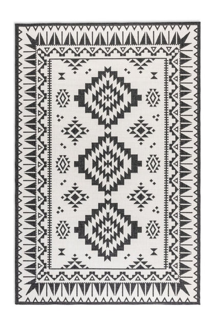 Buitenvloerkleden - Elle Decoration Gemini omkeerbaar binnen- en buitenkleed Dynamic Zwart - Vloerkledenloods